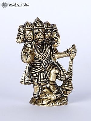 2" Small Brass Panchamukhi Hanuman Statue