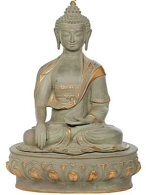 21" Tibetan Buddhist Lord Buddha in Bhumisparsha Mudra (Earth Touching Gesture) In Brass | Handmade | Made In India