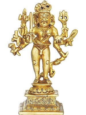 5" Bhairava Brass Statue - The Incarnation of Shiva | Handmade