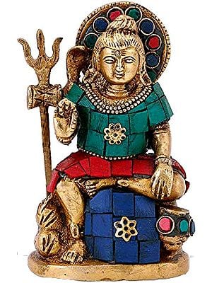 5" Blessing Lord Shiva Seated on Rock In Brass | Handmade | Made In India