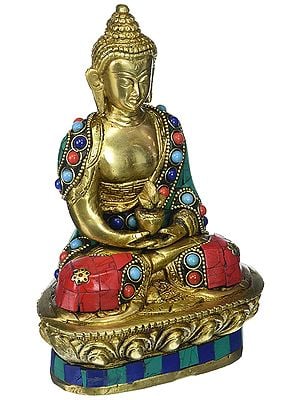 7" Brass Lord Buddha Statue in Dhyana Mudra | Handmade | Made in India