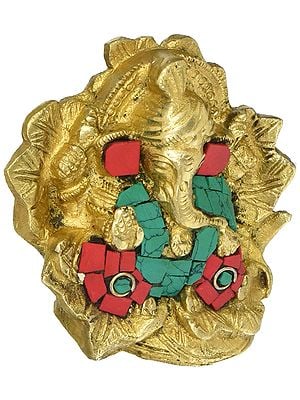 3" Lord Ganesha with Inlay In Brass | Handmade | Made In India