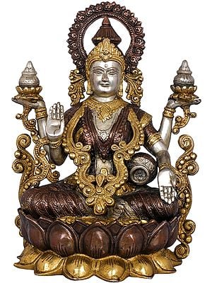 12" Kamalasana Goddess Lakshmi In Brass | Handmade | Made In India