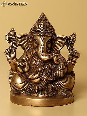 3" Bhagawan Ganesha Small Statue in Brass | Handmade | Made in India