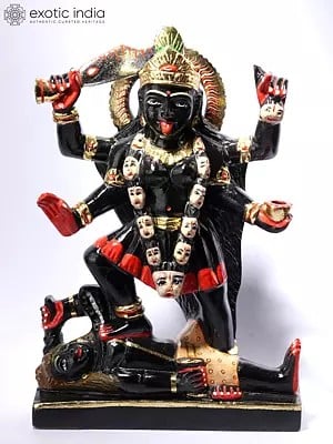 8" Goddess Kali Standing On Lord Shiva | Handmade | Black Marble Goddess Kali | Kali Maa Murti | Kalika | Kali Shiva