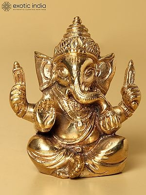 Lord Ganesha Statue in Ashirwad Mudra | Brass Ganapati Idol | Small Statue