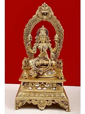 20" Goddess Lakshmi Sitting on Pedestal