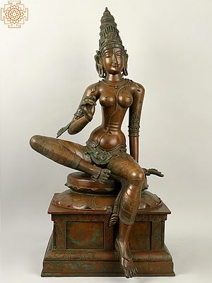 29" Large Superfine Devi Uma (Parvati) | Handmade | Madhuchista Vidhana (Lost-Wax) | Panchaloha Bronze from Swamimalai