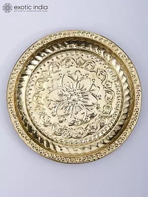 6" Small Brass Floral Design Plate