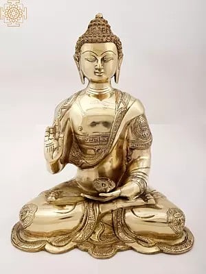 13" Brass Buddha in The Vitarka Mudra