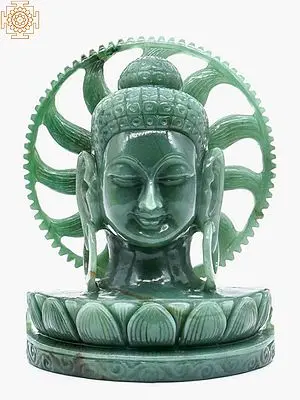 Jade Aventurine Buddha Head Sculpture - 6 Inches