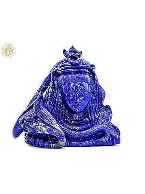 Meditative Lord Shiva Bust - Lapis Lazuli Carving