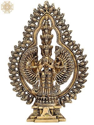 10" Eleven Headed Thousand Armed Avalokiteshwara (Tibetan Buddhist Deity) In Brass | Handmade | Made In India