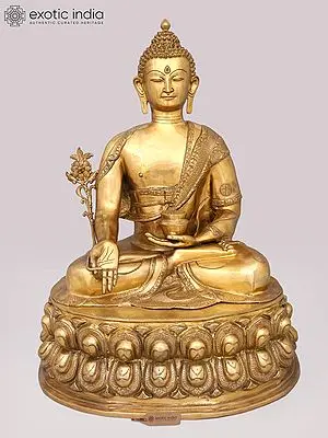 36" Large Tibetan Buddhist Buddha in Brass | Handcrafted in India