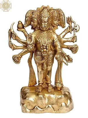 11" Five-Headed Hanumana In Brass | Handmade | Made In India