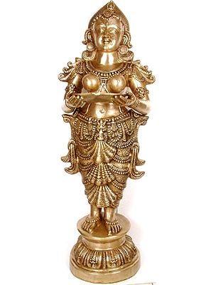 52" Large Size The Auspicious Image of Deepalakshmi In Brass | Handmade | Made In India