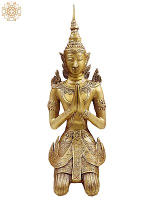 28" Thai Figure (Buddhist Angel) In Brass
