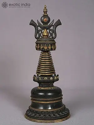 12" Superfine Black Stone Tibet Stupa