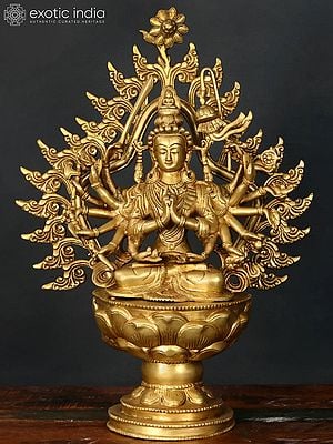 16" Japanese Durga (Juntei Kannon or Chandi) In Brass | Handmade