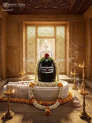 30" Black Marble Shivlinga - White Marble Yoni