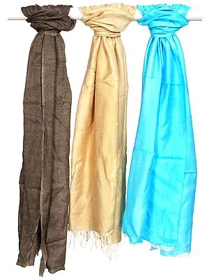 Lot of Three Plain Double-Sided Stoles