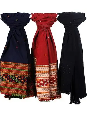 Lot of Three Kutch Shawls From Gujarat