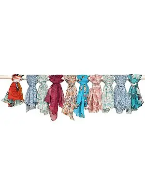 Lot of Ten Printed Scarves