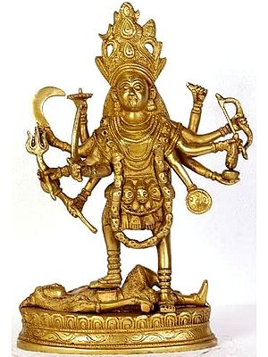 12" Goddess Kali In Brass | Handmade | Made In India