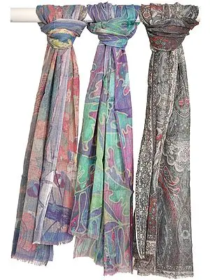 Lot of Three Digital-Printed Stoles