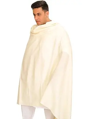 Ivory Plain Men's Shawl from Kullu