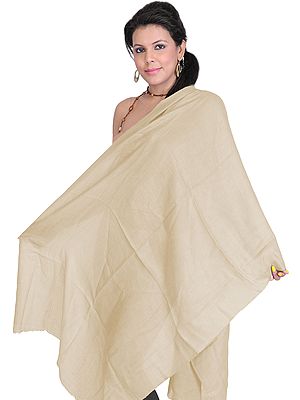 Plain Reversible Pure Pashmina Stole as an Imitation of Shahtush, Fine Enough to Pass Through a Ring
