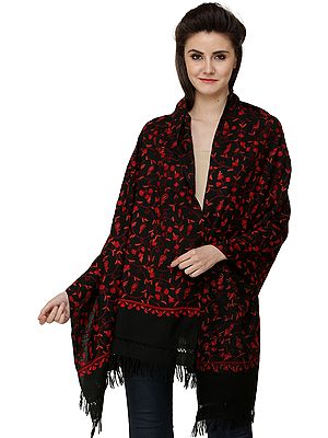 Kashmiri Stole with Aari Embroidered Paisleys by Hand