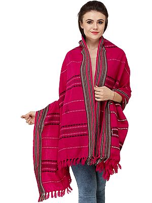 Shawl from Nagaland with Woven Border and Thread Weave