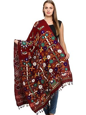 Embroidered Shawl from Kutch with Mirrors