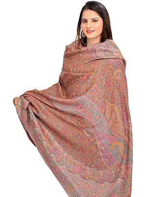 Taupe-Gray Kani Jamawar Shawl from Amritsar with Woven Paisleys