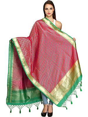 Brocaded Banarasi Dupatta with Zari-Woven Bootis All-Over