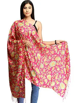 Magenta Floral-Printed Stole