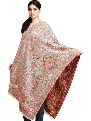 Multicolor Kani Jamawar Stole with Woven Paisleys