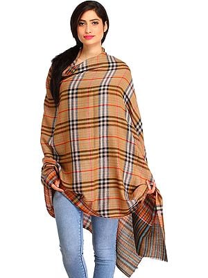Reversible Shawl with Woven Checks