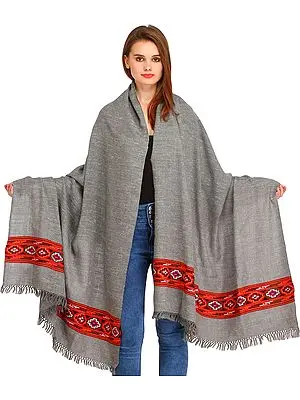 Wild-Dove Shawl from Kullu with Kinnauri Woven Border