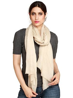 Whitecap-Gray Reversible Cashmere Stole with Self-Weave, as an Imitation of Shahtush