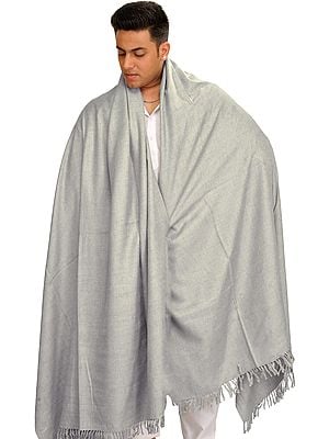 Plain Men's Dushala from Kullu with Woven Stripes on Border