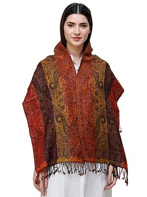 Reversible Jamawar Scarf from Amritsar with Woven Paisleys
