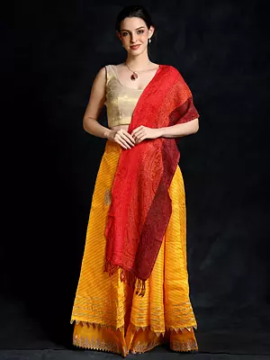 Reversible Jamawar Scarf from Amritsar with Woven Paisleys
