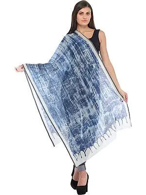 Blue Batik Stole with Digital-Print