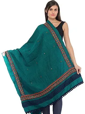 Shawl from Kutch with Embroidery on Border and Mirrors