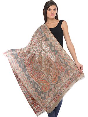 Multicolor Kani Jamawar Stole from Amritsar with Woven Paisleys