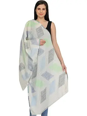 Off-White Stole with Woven Motifs
