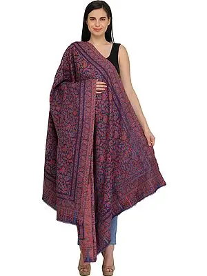 Purple-Reign Kani Jamawar Shawl with Woven Paisleys All-Over