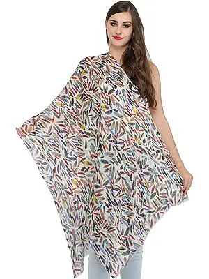 Multicolored Digital Printed Stole with Embroidered Beads